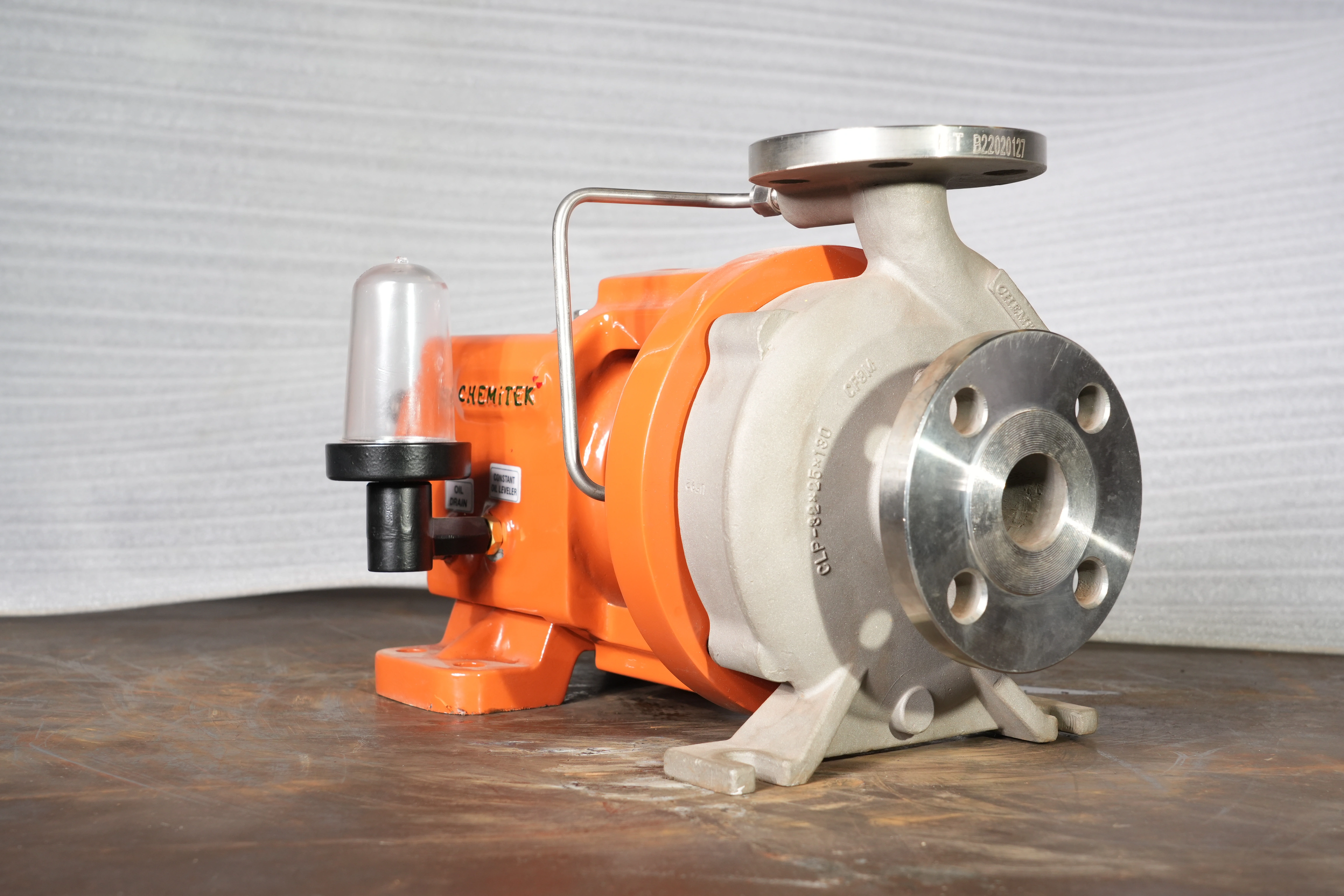 Chemitek ANSI B73.1 compliant metallic centrifugal process pump with investment cast parts