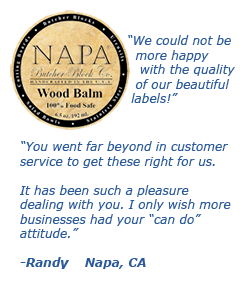 Napa Butcher Block loves their beautiful quality labels from Passion Labels